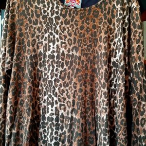 Johnny Was Leopard & Floral Long Sleeve Tunic